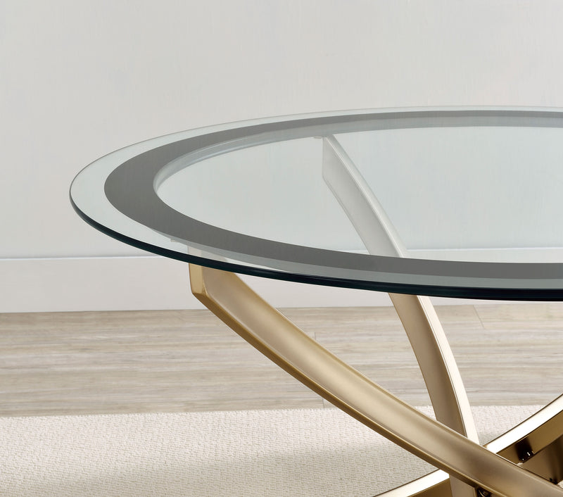 Brooke 2-piece Round Coffee and End Table Set Rose Brass