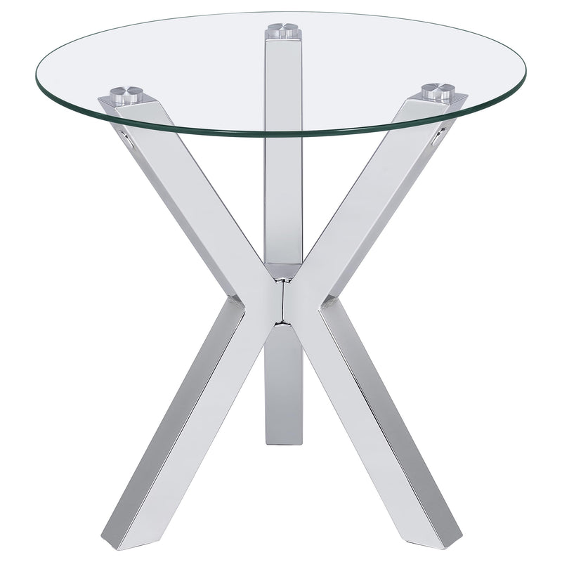 Kenzie 2-piece Round Coffee and End Table Set Chrome