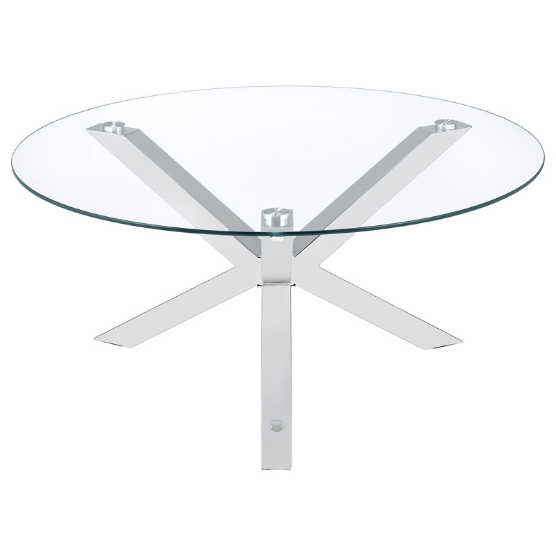 Kenzie 3-piece Round Coffee and End Table Set Chrome