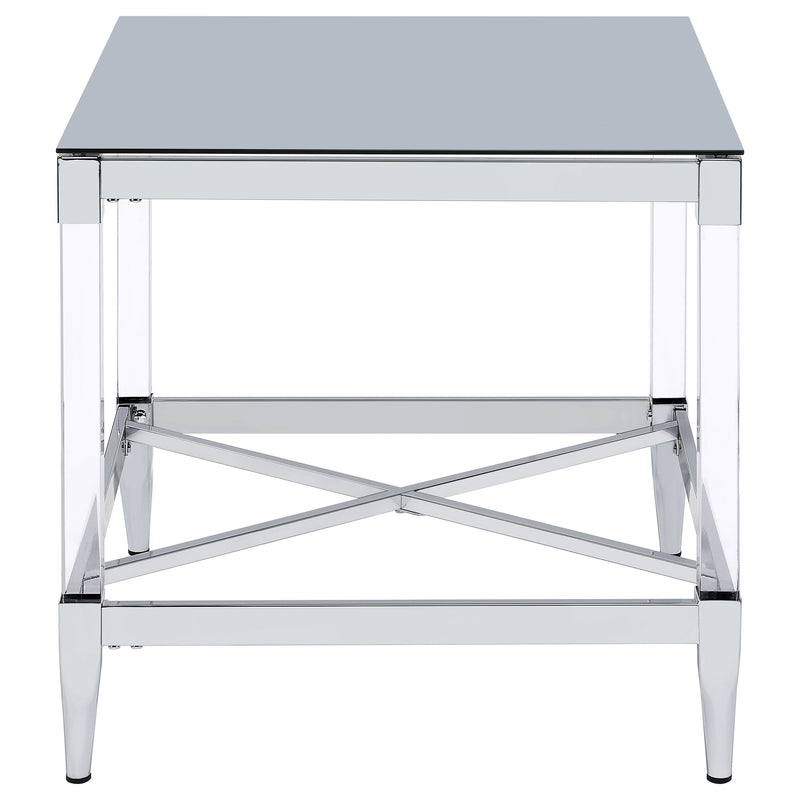 Lindley Square Tempered Mirror Acrylic Side End Table Chrome