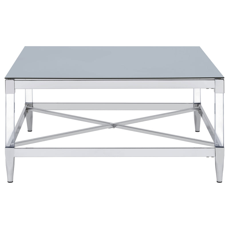 Lindley Square Tempered Mirror Acrylic Coffee Table Chrome