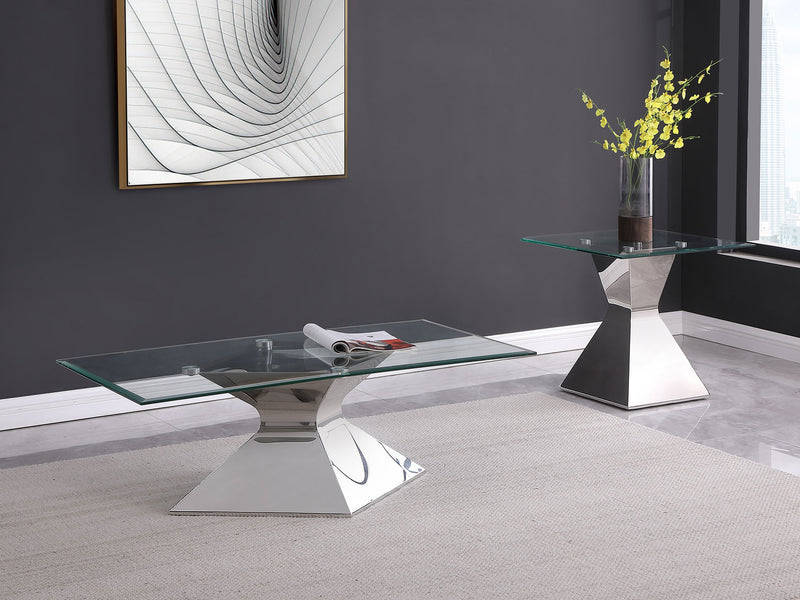 Jenny 2-piece Rectangular Coffee and End Table Set Chrome