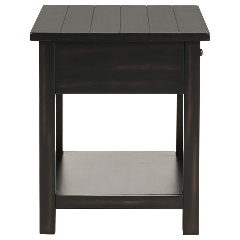 Payne 1-drawer Wood End Table with Shelf Distressed Java