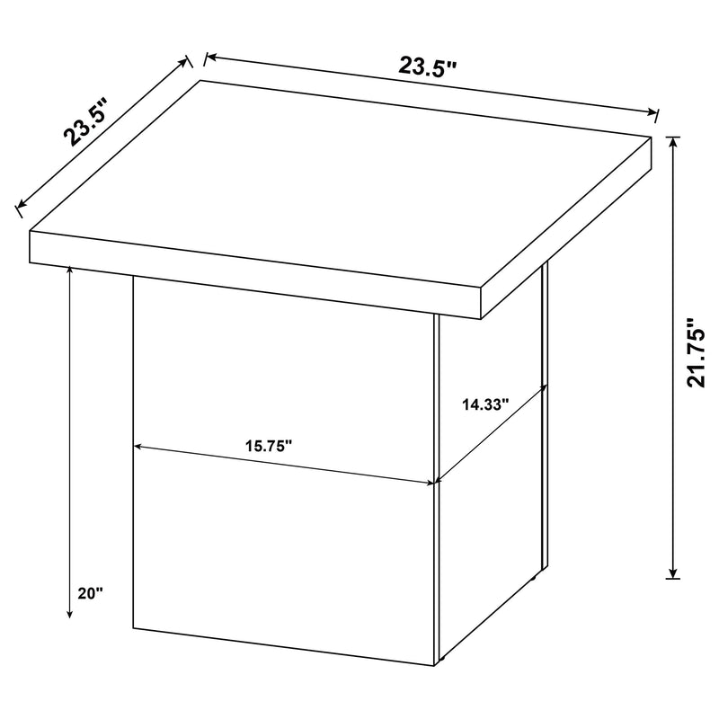 Devar Square Engineered Wood End Table Distressed Pine