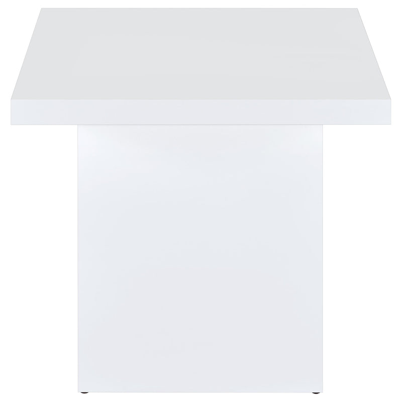 Devar Square Engineered Wood Side End Table White High Gloss