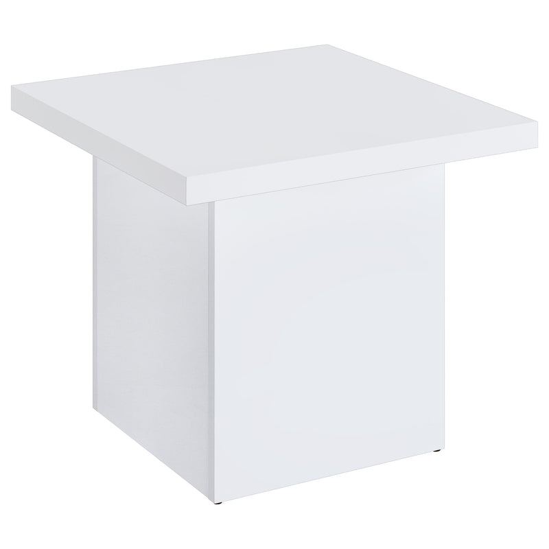 Devar 2-piece Square Coffee End Table Set White High Gloss