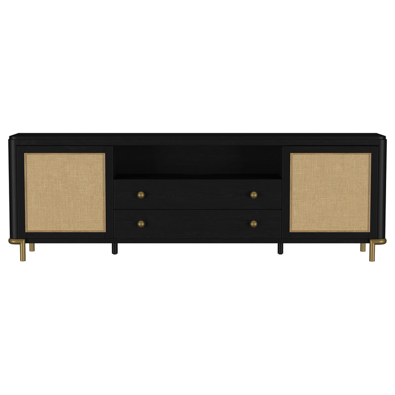 Arini Rattan Cane 2-door TV Stand Media Console Black