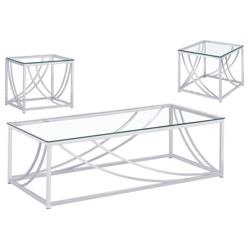Lille 3-piece Glass Top Coffee And End Table Set Chrome