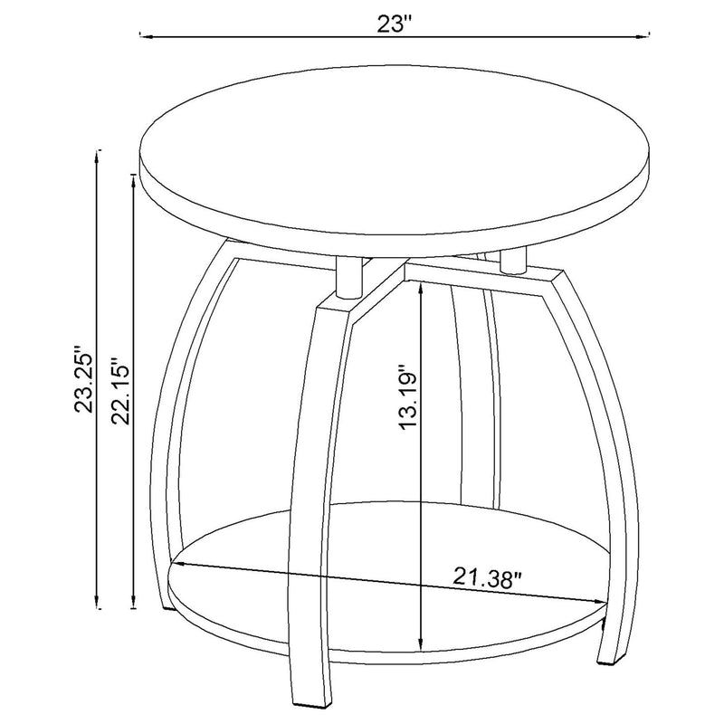 Dacre 2-piece Round Coffee and End Table Set Dark Charcoal