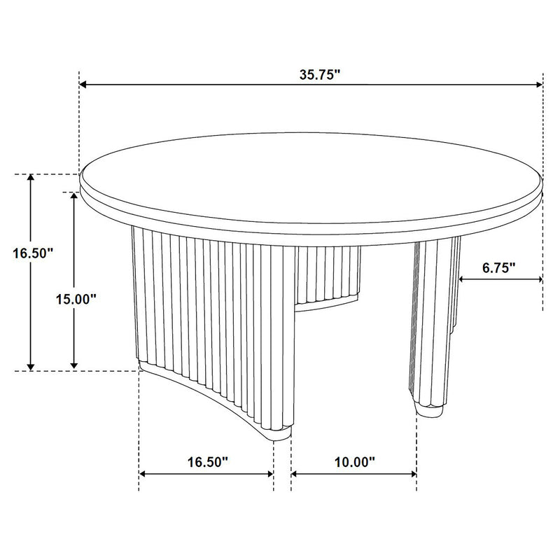 Adina 36-inch Round Wood Coffee Table Distressed Light Brown