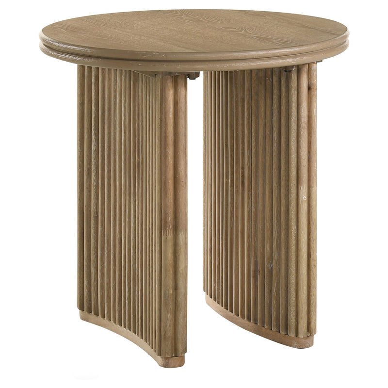 Adina 2-piece Round Coffee Table Set Distressed Light Brown