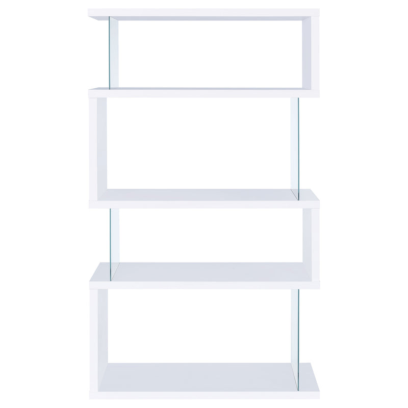 Emelle 63-inch 4-shelf Glass Panel Bookshelf White