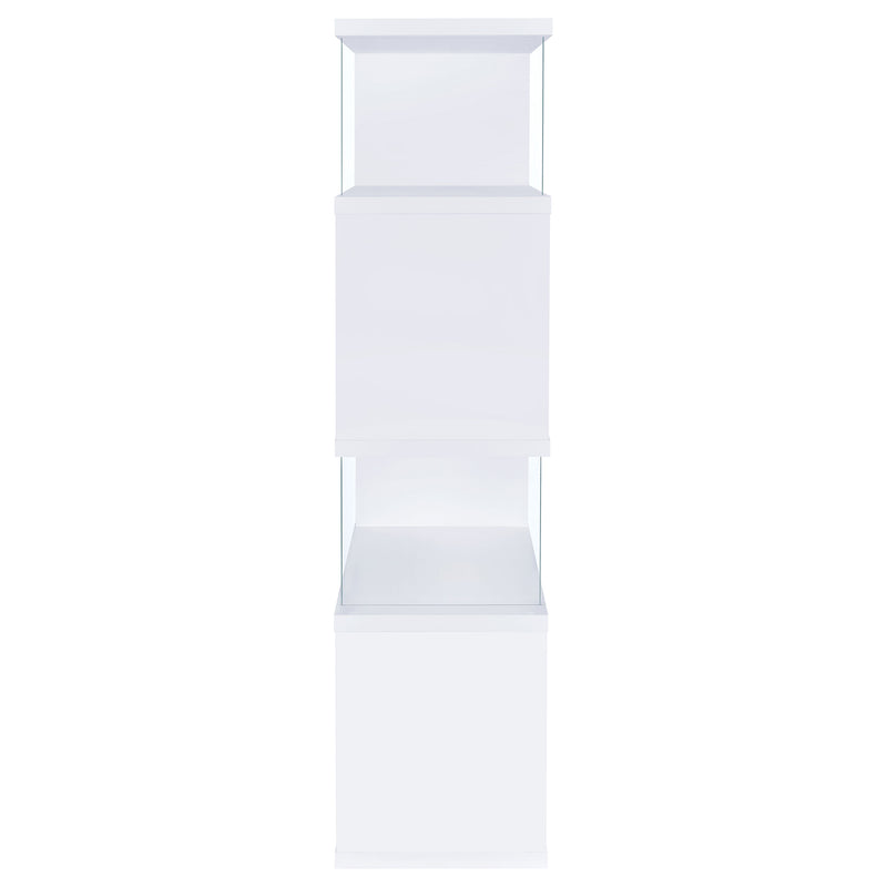 Emelle 63-inch 4-shelf Glass Panel Bookshelf White