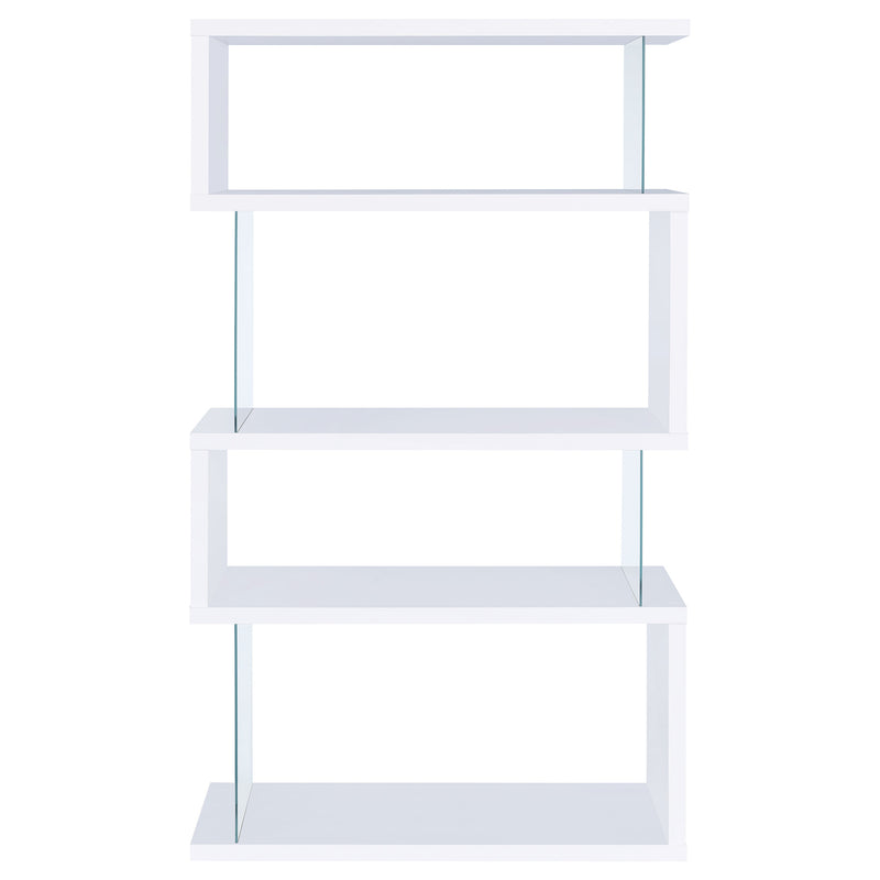 Emelle 63-inch 4-shelf Glass Panel Bookshelf White
