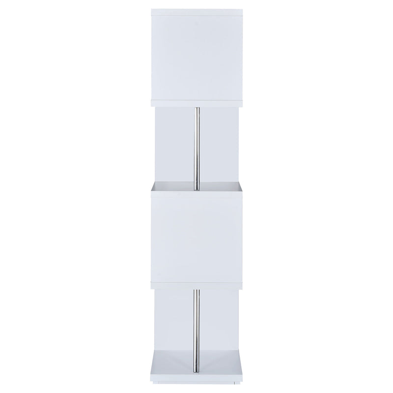 Baxter 67-inch 4-shelf Bookshelf White and Chrome