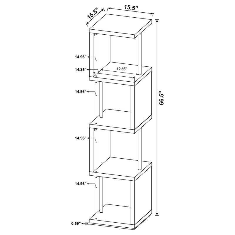 Baxter 67-inch 4-shelf Bookshelf Black and Chrome