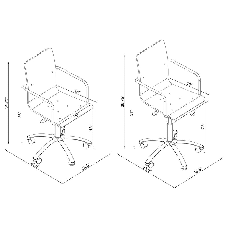 Amaturo Acrylic Adjustable Home Office Desk Chair Clear