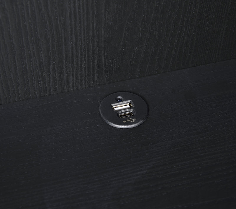 Westpark 3-shelf Bookcase USB and Lockable Drawer Black