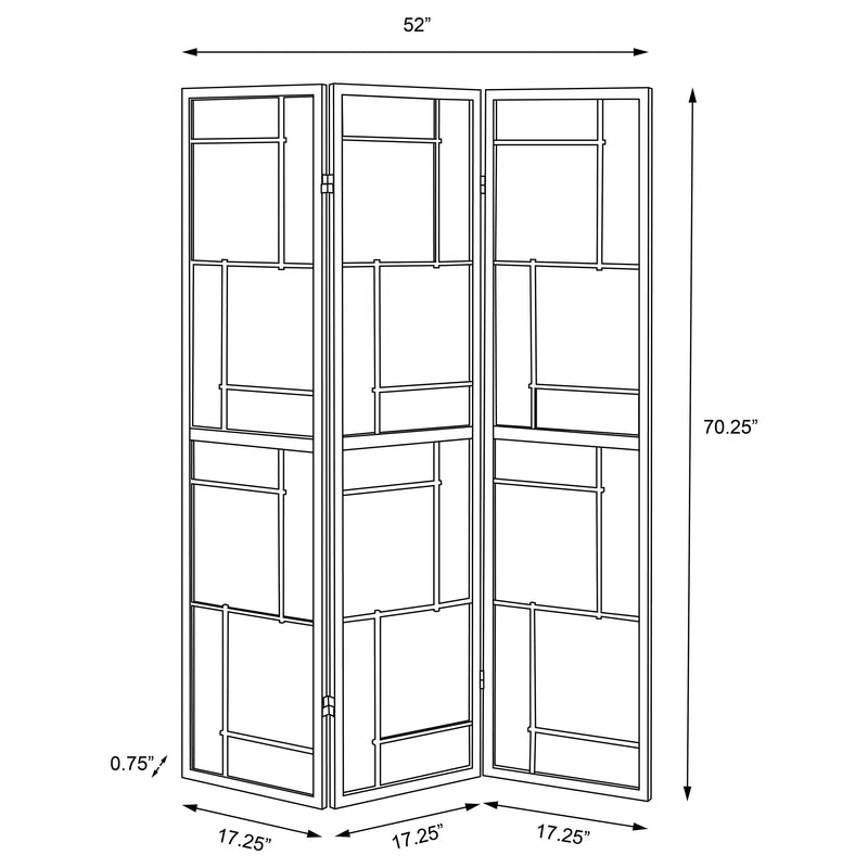 Damis 3-Panel Room Divider Folding Shoji Screen Black