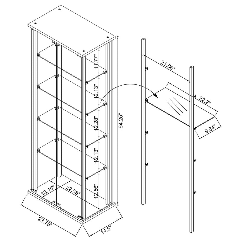 Delphinium 4-Shelf Clear Glass Curio Display Cabinet Black