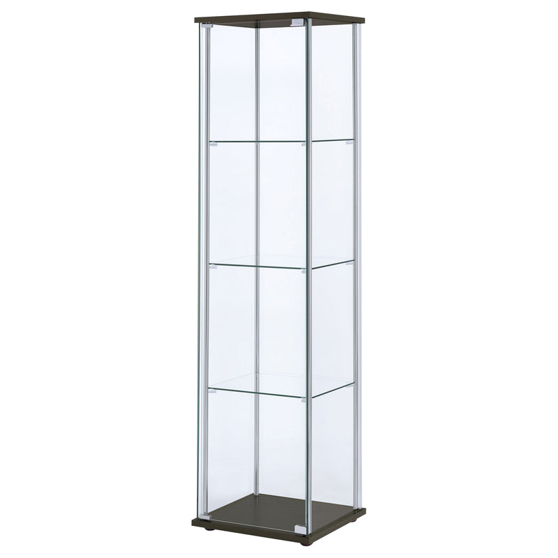 Bellatrix 3-shelf Clear Glass Curio Cabinet Cappuccino