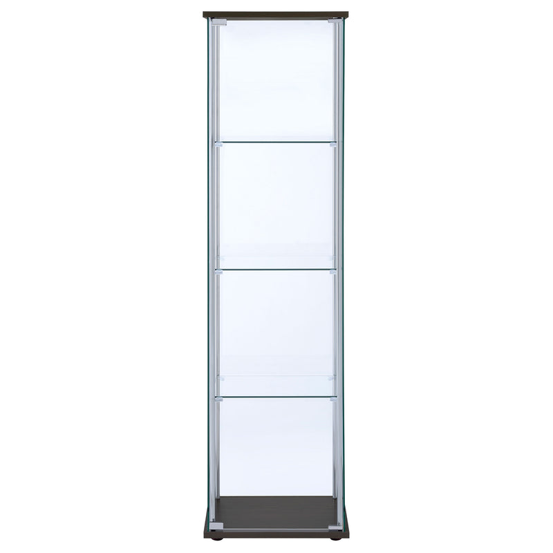 Bellatrix 3-shelf Clear Glass Curio Cabinet Cappuccino