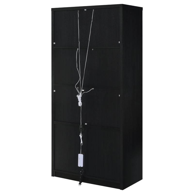 Riva 4-door Tall Accent Display Cabinet LED Lighting Black