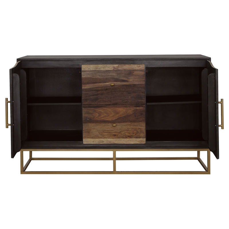 Zara 2-door 57-inch Wood Accent Storage Cabinet Black Walnut