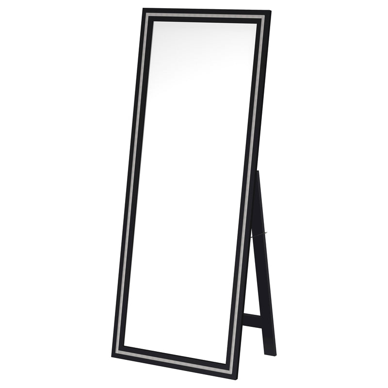 Windrose 28 x 67 Inch Tempered LED Standing Mirror Black