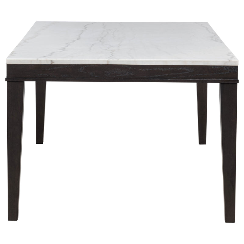 Averill 7-piece White Marble Top Dining Set Tan and Coffee Bean