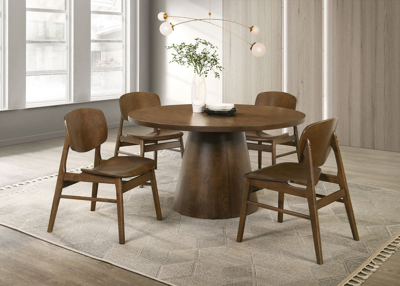 Franklin 54-inch Round Wood Pedestal Base Dining Table Dark Brown