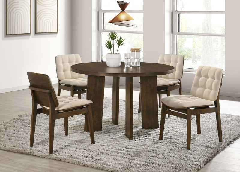 Strouse 47-inch Round Wood Dining Room Table Walnut