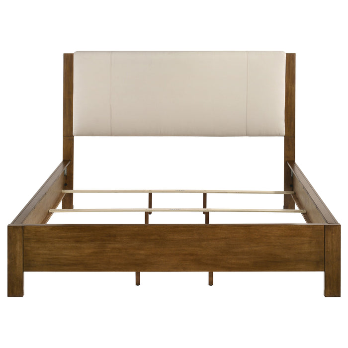 Adderley California King Wood Panel Bed Cream and Warm Brown