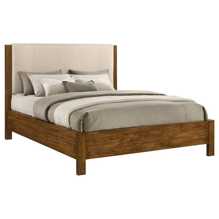 Adderley California King Wood Panel Bed Cream and Warm Brown