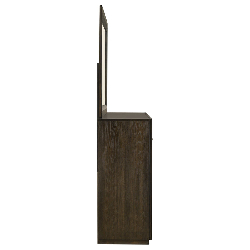 Atlas 7-drawer Bedroom Dresser and Mirror Set Dark Oak