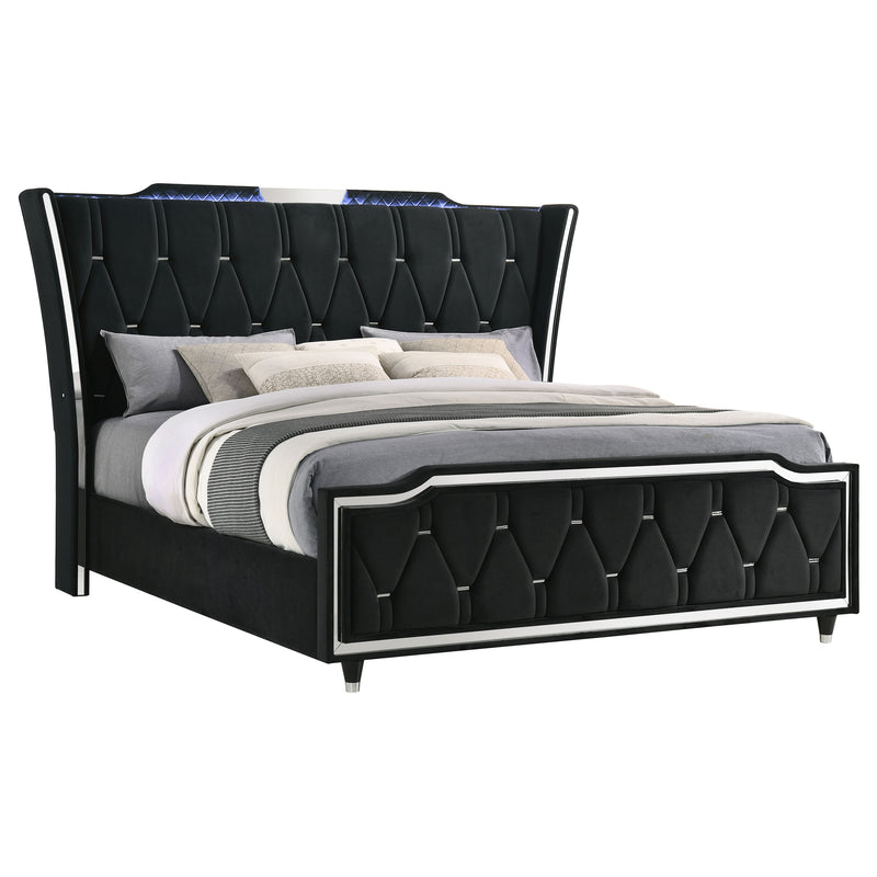 Lorient California King LED Upholstered Bed Black