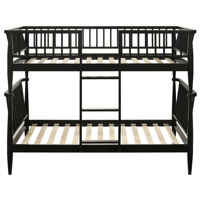 Abram Windsor Twin Over Twin Wood Bunk Bed with Ladder Black
