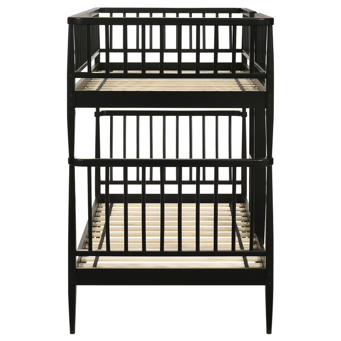 Abram Windsor Twin Over Twin Wood Bunk Bed with Ladder Black