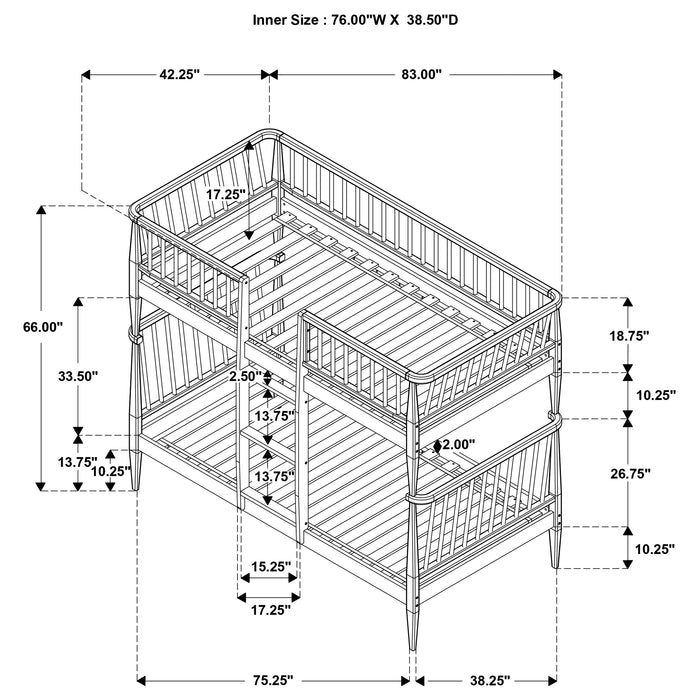 Abram Windsor Twin Over Twin Wood Bunk Bed with Ladder Black