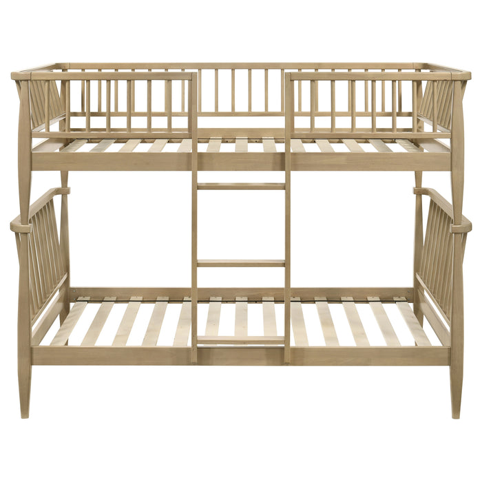 Abram Windsor Twin Over Twin Wood Bunk Bed with Ladder Almond
