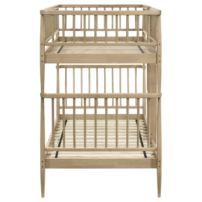 Abram Windsor Twin Over Twin Wood Bunk Bed with Ladder Almond