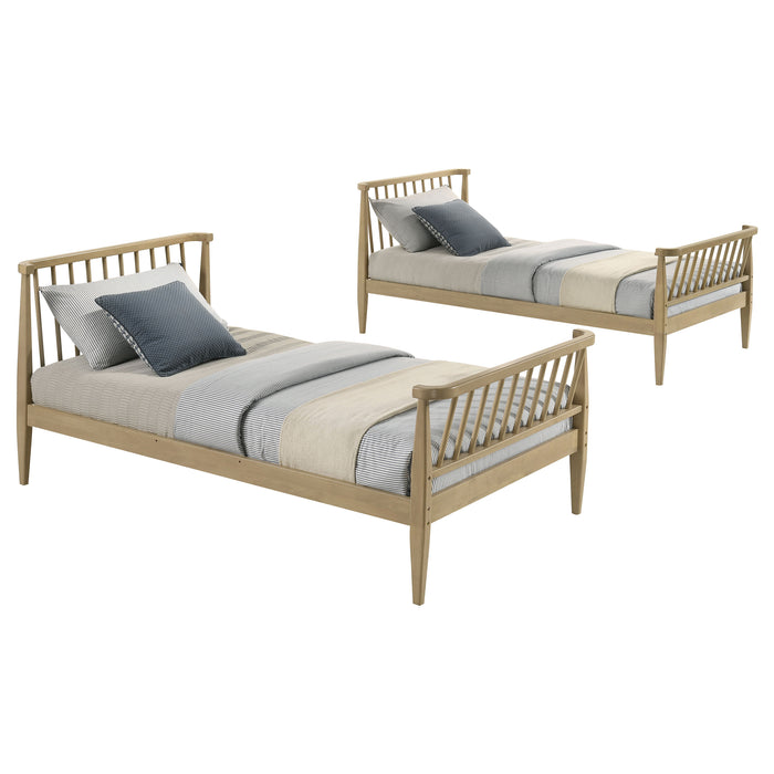 Abram Windsor Twin Over Twin Wood Bunk Bed with Ladder Almond