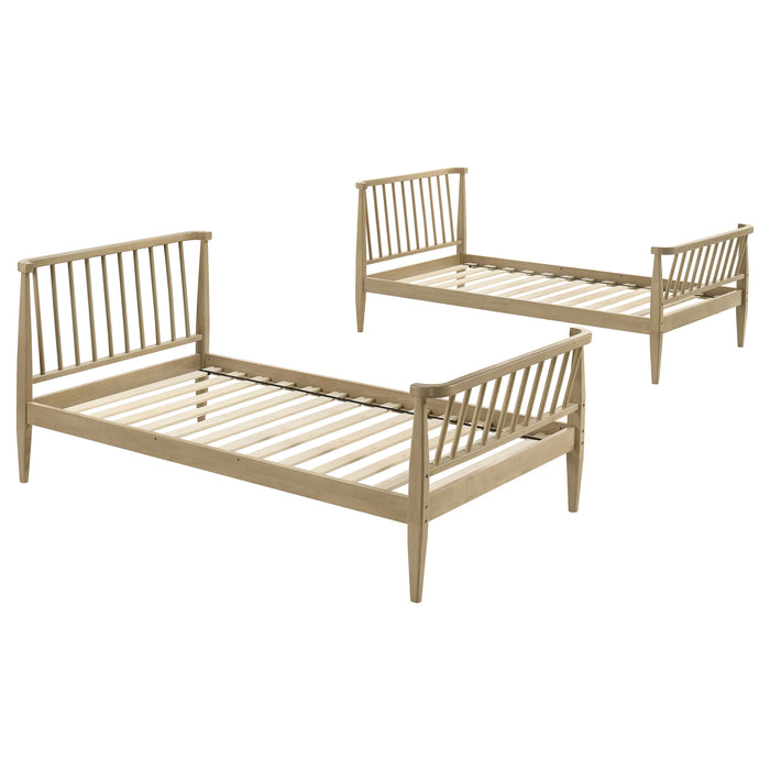 Abram Windsor Twin Over Twin Wood Bunk Bed with Ladder Almond