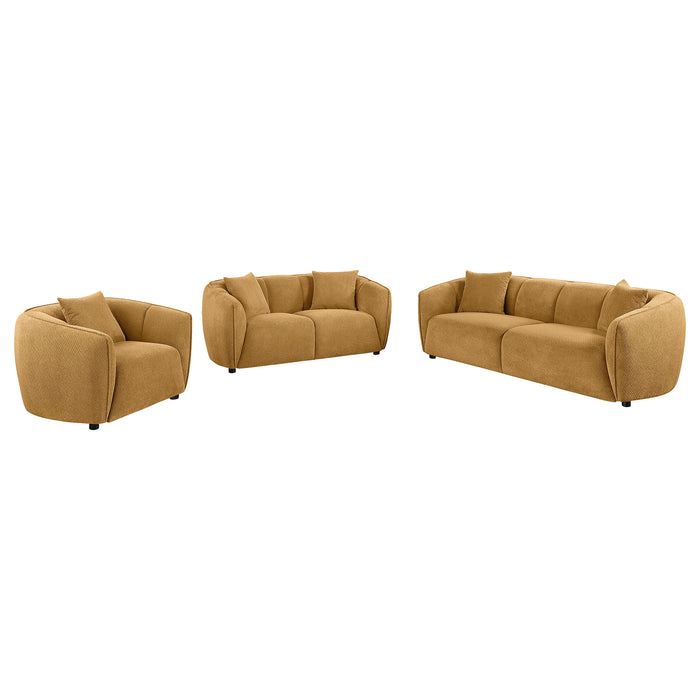 Aleisha 3-piece Chenille Upholstered Sofa Set Mustard Yellow