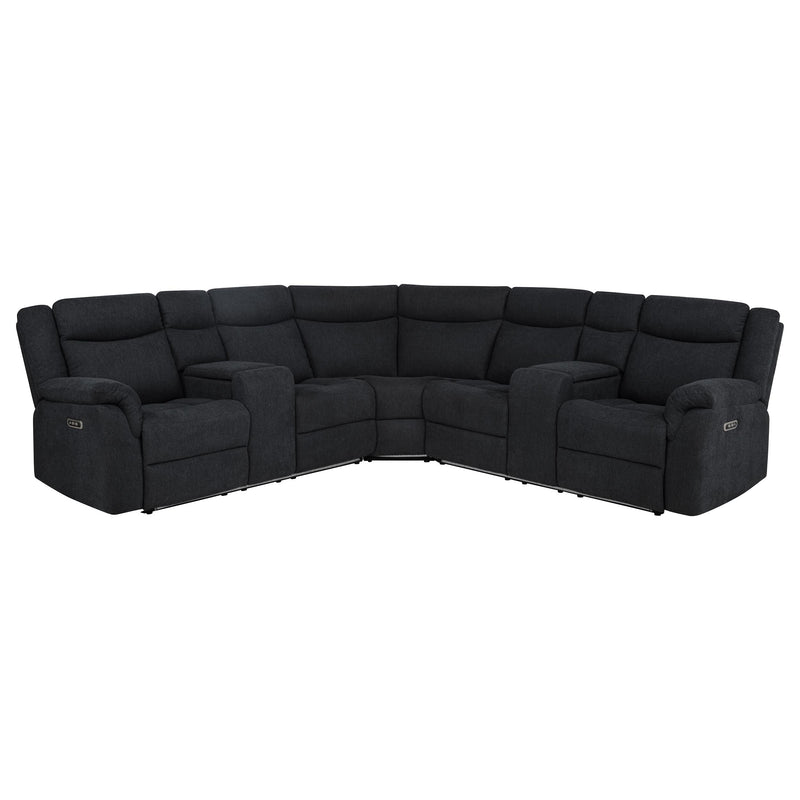 Hagen Upholstered Power Reclining Sectional Sofa Steel Grey