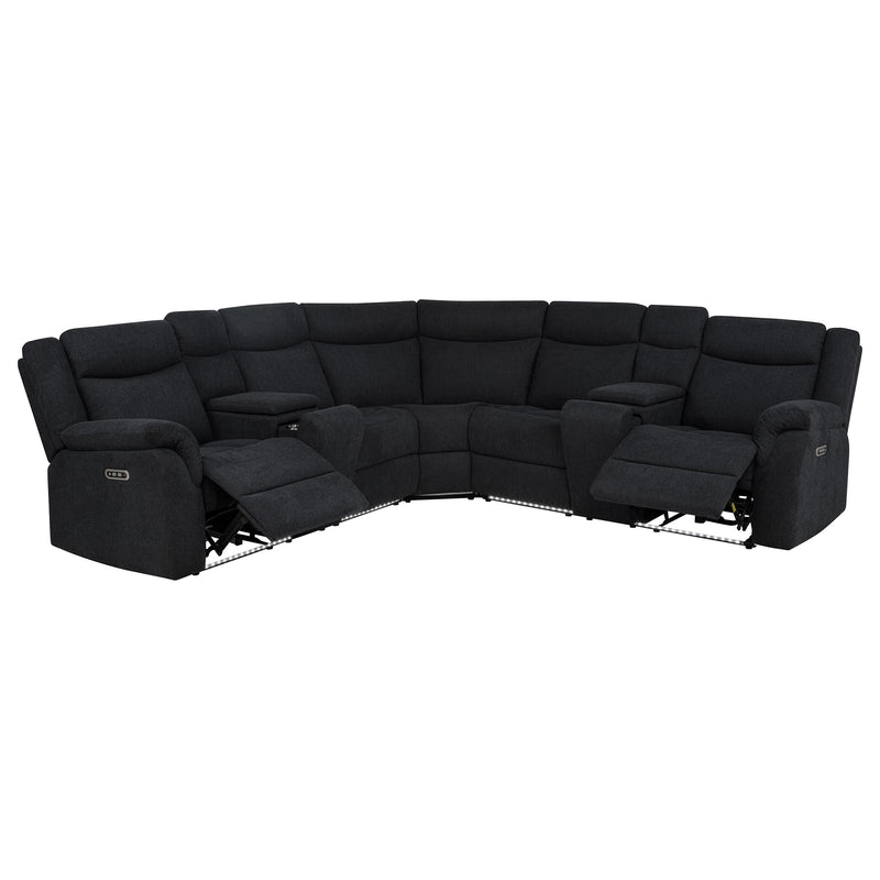 Hagen Upholstered Power Reclining Sectional Sofa Steel Grey