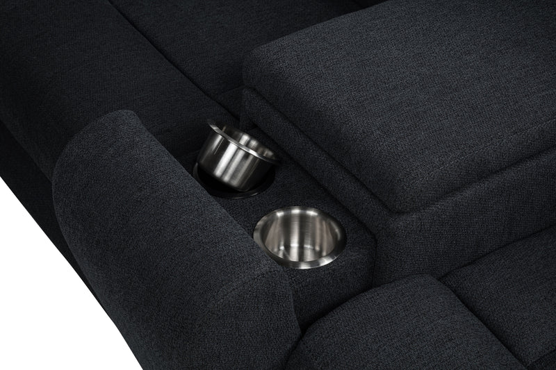 Hagen Upholstered Power Reclining Sectional Sofa Steel Grey