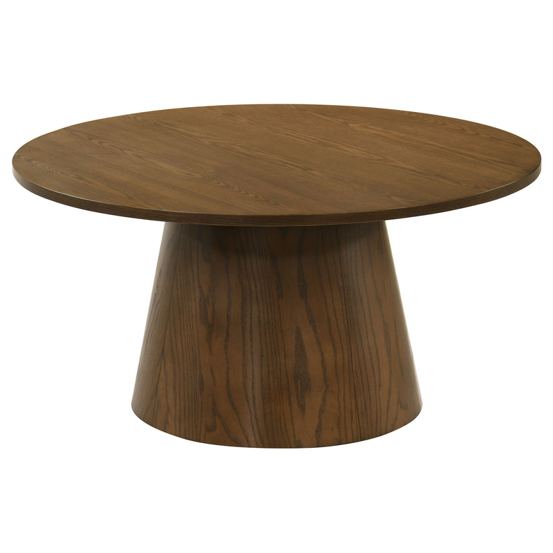 Franklin 3-piece Round Pedestal Coffee Table Set Dark Brown