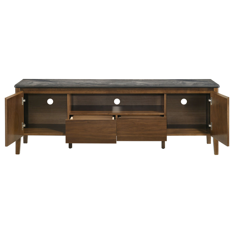 Bradley 63-inch 2-Door SmartTop TV Stand Smokey Grey and Brown