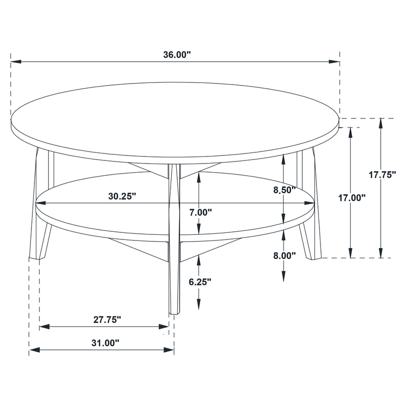 Bradley 3-Piece Round SmartTop Coffee Table Set Smokey Grey and Brown